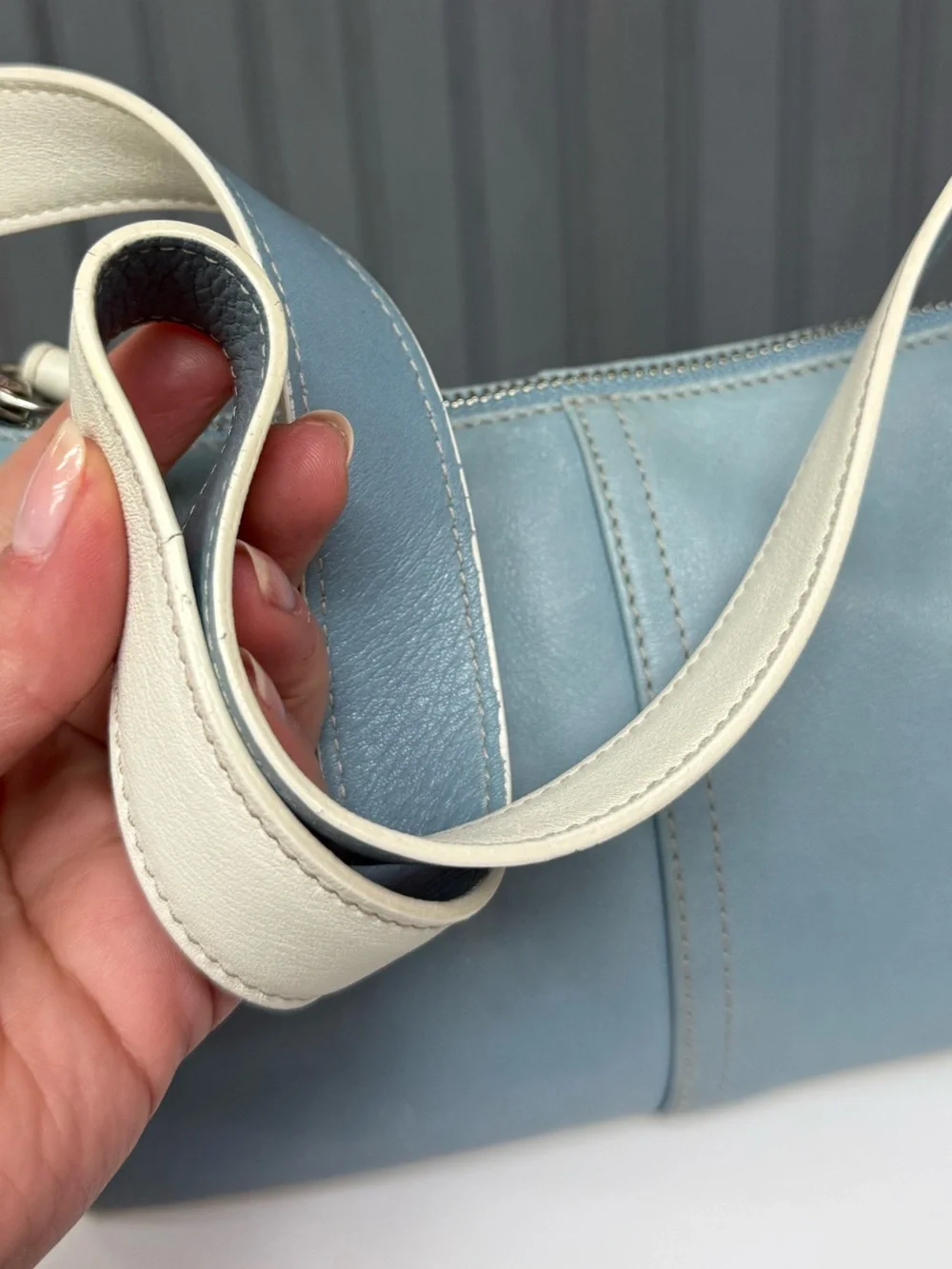 Coach Legacy Demi Hobo Shoulder Bag 9564 Blue White Vintage Y2K Leather